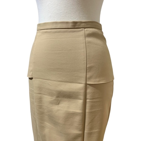 Zara Khaki High Waisted Stretchy Pencil Cut Skirt With Details On Hips Small - Picture 3 of 10